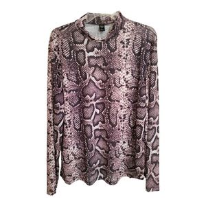 💥HOT💥 SHEIN Curve Snakeskin Orint Mock Neck Mesh Top Sz 3XL